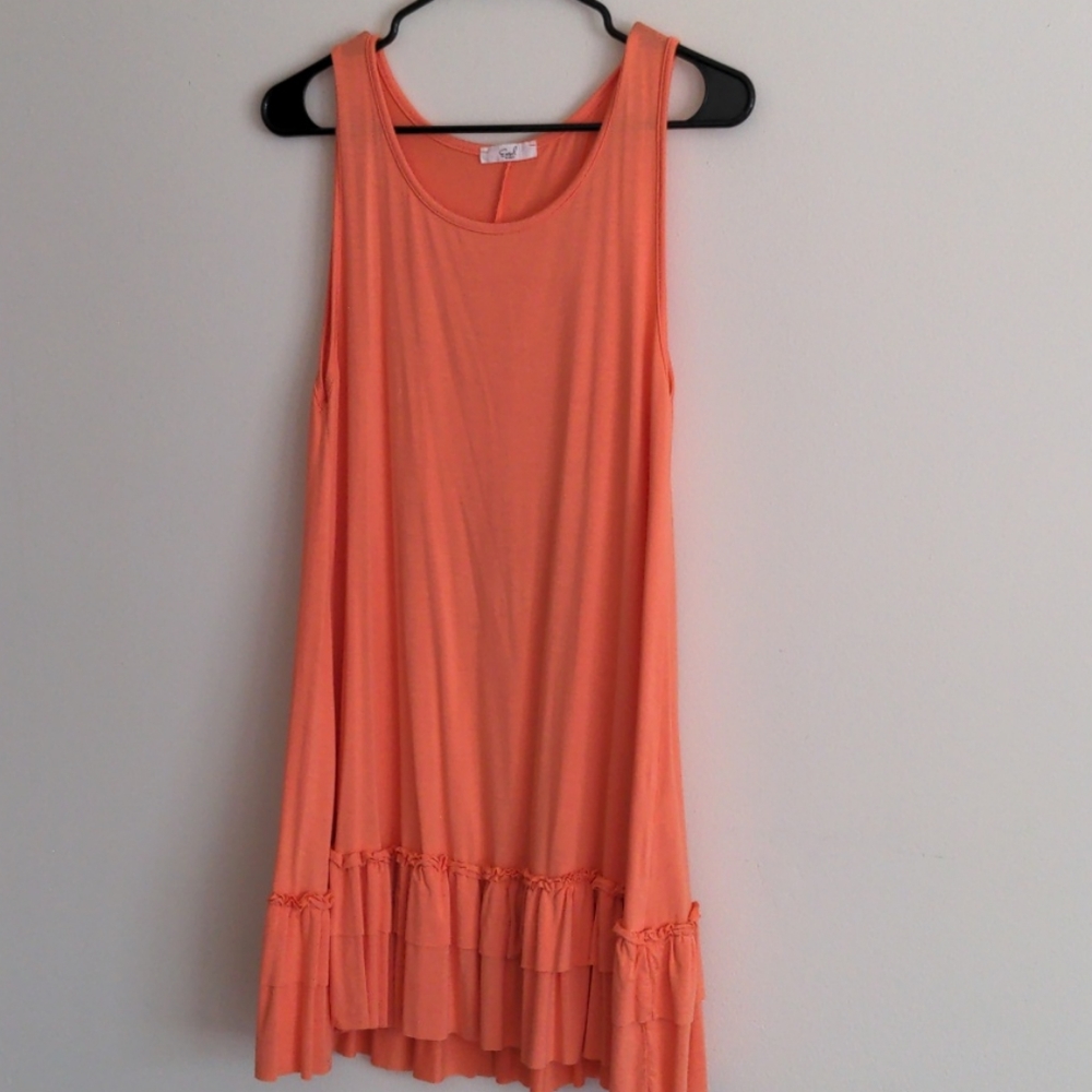Coral mini dress or long tunic.